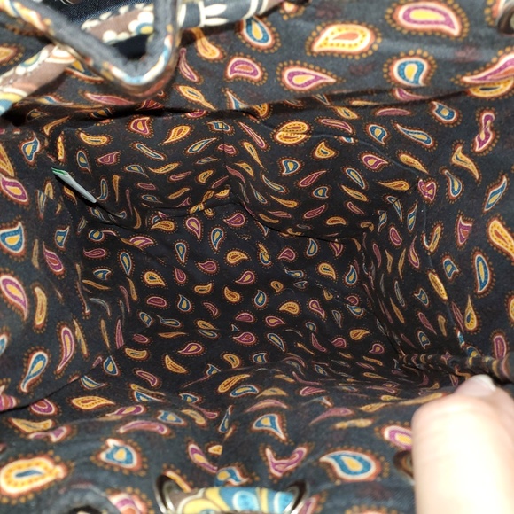 Vera Bradley Kensington cinched backpack gym bag paisley fall brown black blue